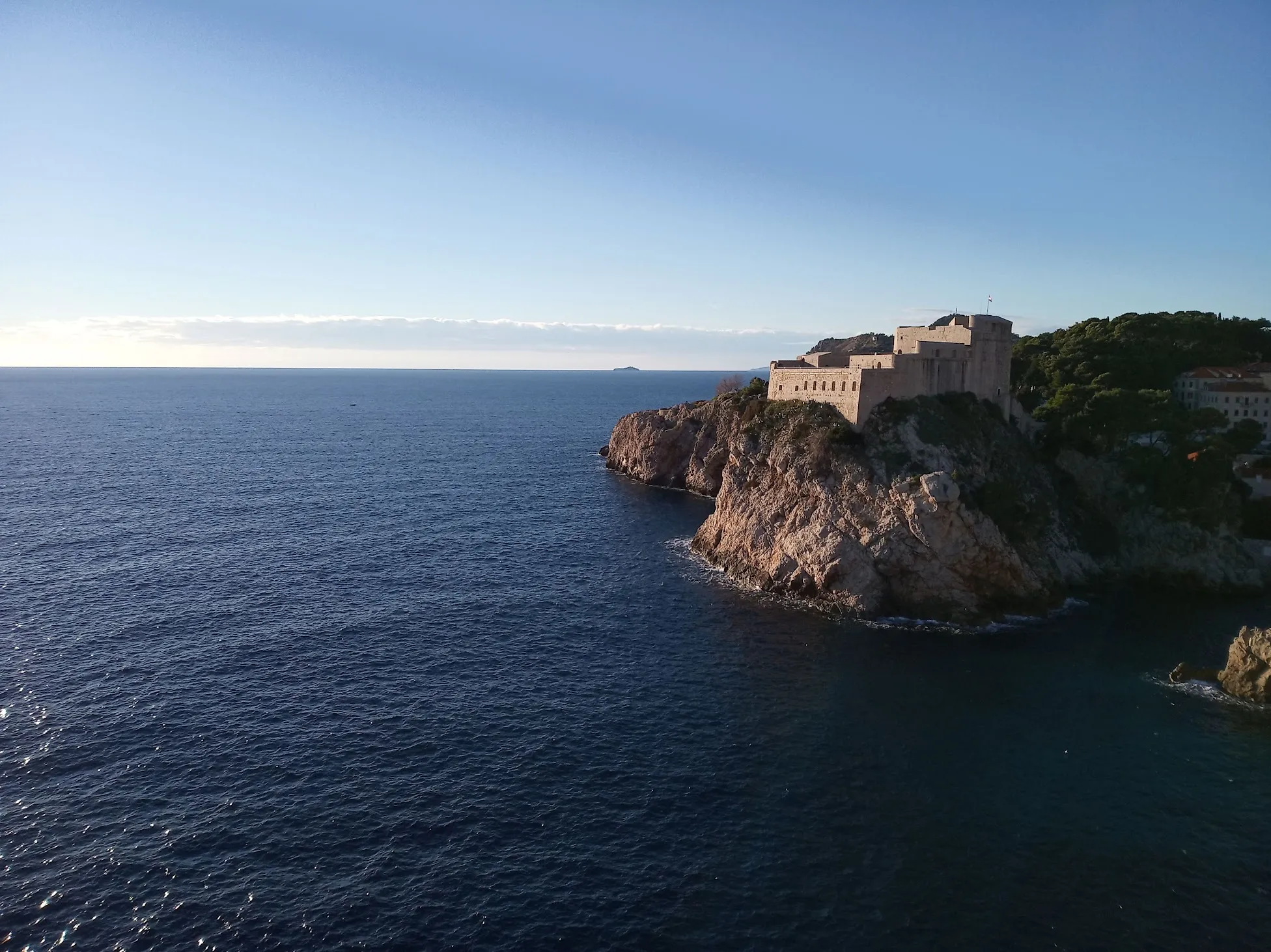 Fort Lovrijenac on its rock above the open Adriatic Sea, just outside Dubrovnik's walls